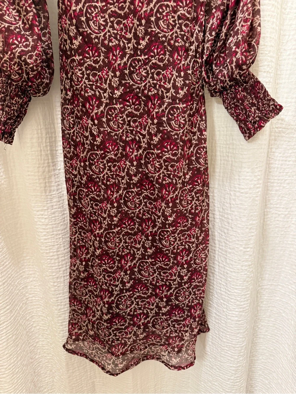 NWT Free People Aglow Midi Dress Chocolate Burgundy Boho Floral Size XS